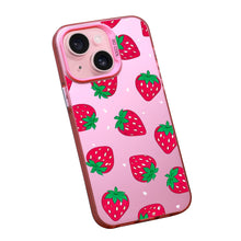 【BUY 4 ONLY PAY FOR 2】Pink Cute Case for iPhone with Unique Graphic Design, Hard Back + Soft Frame Protective Case - Strawberry