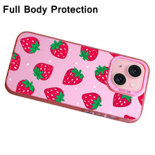 【BUY 4 ONLY PAY FOR 2】Pink Cute Case for iPhone with Unique Graphic Design, Hard Back + Soft Frame Protective Case - Strawberry