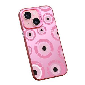 【BUY 4 ONLY PAY FOR 2】Pink Cute Case for iPhone with Unique Graphic Design, Hard Back + Soft Frame Protective Case - Trippy Evil Eyes