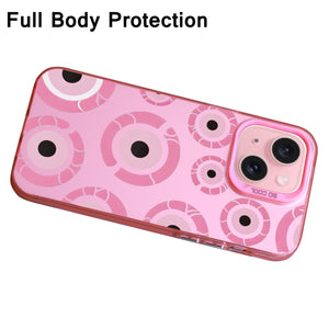 【BUY 4 ONLY PAY FOR 2】Pink Cute Case for iPhone with Unique Graphic Design, Hard Back + Soft Frame Protective Case - Trippy Evil Eyes