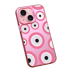 【BUY 4 ONLY PAY FOR 2】Pink Cute Case for iPhone with Unique Graphic Design, Hard Back + Soft Frame Protective Case - Evil Eyes