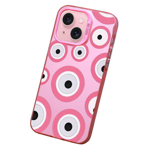 【BUY 4 ONLY PAY FOR 2】Pink Cute Case for iPhone with Unique Graphic Design, Hard Back + Soft Frame Protective Case - Evil Eyes