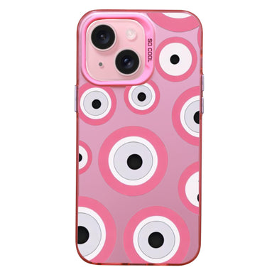 【BUY 4 ONLY PAY FOR 2】Pink Cute Case for iPhone with Unique Graphic Design, Hard Back + Soft Frame Protective Case - Evil Eyes