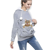 Womens Pet Carrier Shirts Kitten Puppy Holder Animal Pouch Hood Sweatshirt