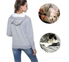 Womens Pet Carrier Shirts Kitten Puppy Holder Animal Pouch Hood Sweatshirt