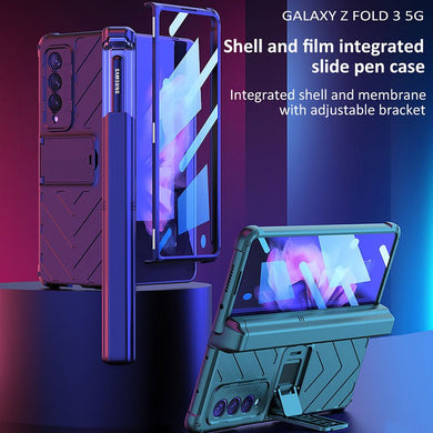 Magnetic All-included Slide Pen Case With Back Screen Glass Hinge Holder Phone Cover For Samsung Galaxy Z Fold 3 5G/Z Fold 4 /Z Fold 2 5G