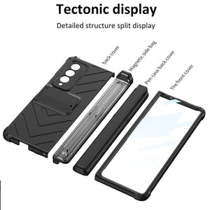 Magnetic All-included Slide Pen Case With Back Screen Glass Hinge Holder Phone Cover For Samsung Galaxy Z Fold 3 5G/Z Fold 4 /Z Fold 2 5G