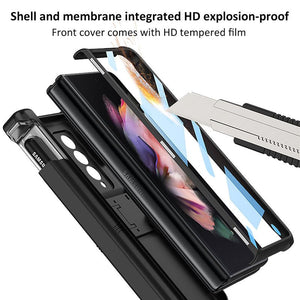 Magnetic All-included Slide Pen Case With Back Screen Glass Hinge Holder Phone Cover For Samsung Galaxy Z Fold 3 5G/Z Fold 4 /Z Fold 2 5G