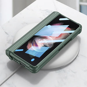Magnetic All-included Slide Pen Case With Back Screen Glass Hinge Holder Phone Cover For Samsung Galaxy Z Fold 3 5G/Z Fold 4 /Z Fold 2 5G
