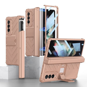 Magnetic All-included Slide Pen Case With Back Screen Glass Hinge Holder Phone Cover For Samsung Galaxy Z Fold 3 5G/Z Fold 4 /Z Fold 2 5G