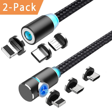 Magnetic Phone Charging Cable, 3 in 1 360°& 180°Rotation Magnetic Phone USB Cable (1 Pack 3.3 ft, 1 Pack 6.6 ft)