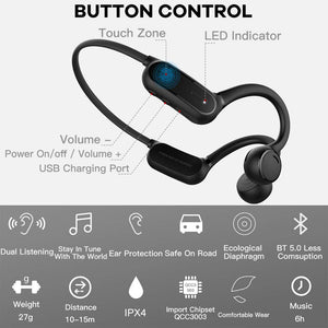 Wireless Bone Conduction Bluetooth Headphones, Open-Ear Design, BONE CONDUCTION TECHNOLOGY
