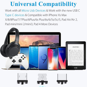 Magnetic Phone Charging Cable, 3 in 1 360°& 180°Rotation Magnetic Phone USB Cable (1 Pack 3.3 ft, 1 Pack 6.6 ft)