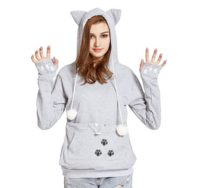 Womens Pet Carrier Shirts Kitten Puppy Holder Animal Pouch Hood Sweatshirt