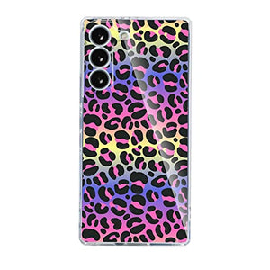 Compatible with Samsung Galaxy S22/plus/ultra Leopard Square Case, Clear Neon Leopard Print Luxury Girly Retro Cheetah Design for Samsung Case Girls Women, Soft TPU Graphic Protective Case for Samsung