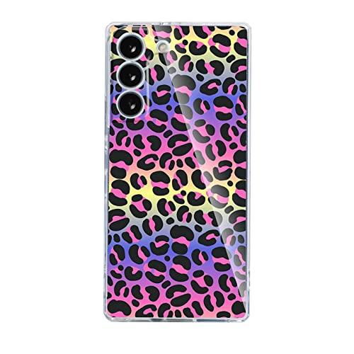 Compatible with Samsung Galaxy S22/plus/ultra Leopard Square Case, Clear Neon Leopard Print Luxury Girly Retro Cheetah Design for Samsung Case Girls Women, Soft TPU Graphic Protective Case for Samsung