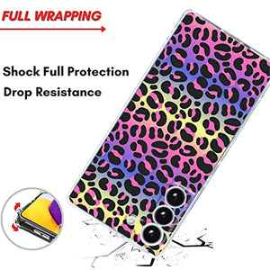 Compatible with Samsung Galaxy S22/plus/ultra Leopard Square Case, Clear Neon Leopard Print Luxury Girly Retro Cheetah Design for Samsung Case Girls Women, Soft TPU Graphic Protective Case for Samsung