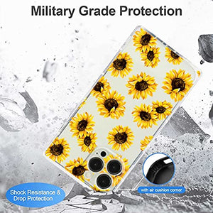 Compatible with iPhone 13/ Pro /Pro Max Sunflower Square Case,Sunflower Floral Flower Print Botanical Illustration Design for iPhone Case Women Girls,Soft TPU Graphic Protective Case for iPhone 13 Pro Max