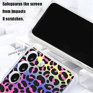 Compatible with Samsung Galaxy S22/plus/ultra Leopard Square Case, Clear Neon Leopard Print Luxury Girly Retro Cheetah Design for Samsung Case Girls Women, Soft TPU Graphic Protective Case for Samsung