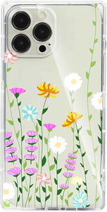Compatible with iPhone 13/ Pro /Pro Max Sunflower Square Case,Sunflower Floral Flower Print Botanical Illustration Design for iPhone Case Women Girls,Soft TPU Graphic Protective Case for iPhone 13 Pro Max