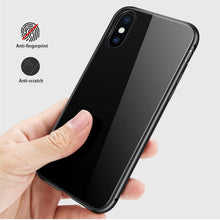 For iPhone X 8 Plus 7 Plus Tempered Glass Back Cover Magnetic Adsorption Flip Case