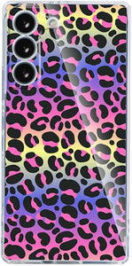 Compatible with Samsung Galaxy S22/plus/ultra Leopard Square Case, Clear Neon Leopard Print Luxury Girly Retro Cheetah Design for Samsung Case Girls Women, Soft TPU Graphic Protective Case for Samsung