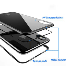 For iPhone X 8 Plus 7 Plus Tempered Glass Back Cover Magnetic Adsorption Flip Case