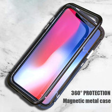 For iPhone X 8 Plus 7 Plus Tempered Glass Back Cover Magnetic Adsorption Flip Case