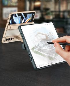 Magnetic All-included Slide Pen Case With Back Screen Glass Hinge Holder Phone Cover For Samsung Galaxy Z Fold 3 5G/Z Fold 4 5G