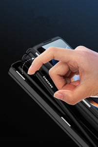 Magnetic All-included Slide Pen Case With Back Screen Glass Hinge Holder Phone Cover For Samsung Galaxy Z Fold 3 5G/Z Fold 4 5G