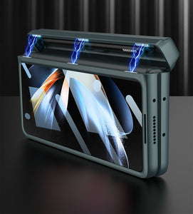 Magnetic All-included Slide Pen Case With Back Screen Glass Hinge Holder Phone Cover For Samsung Galaxy Z Fold 3 5G/Z Fold 4 5G