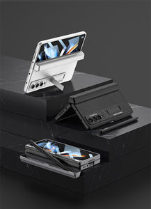 Magnetic All-included Slide Pen Case With Back Screen Glass Hinge Holder Phone Cover For Samsung Galaxy Z Fold 3 5G/Z Fold 4 5G