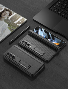 Magnetic All-included Slide Pen Case With Back Screen Glass Hinge Holder Phone Cover For Samsung Galaxy Z Fold 3 5G/Z Fold 4 5G