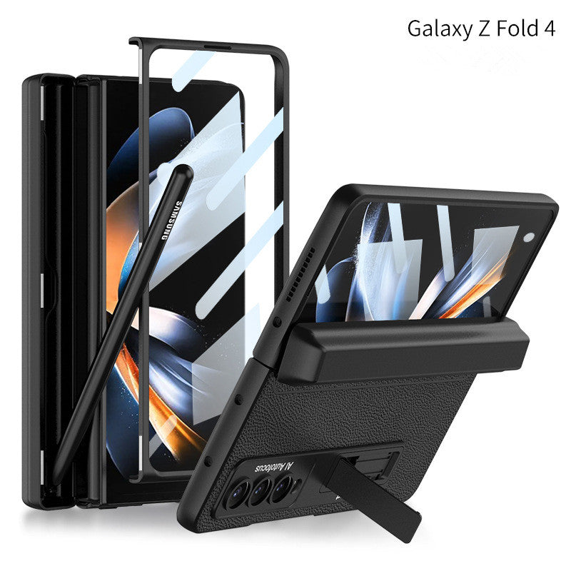 Magnetic All-included Slide Pen Case With Back Screen Glass Hinge Holder Phone Cover For Samsung Galaxy Z Fold 3 5G/Z Fold 4 5G