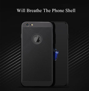 Ultra Slim Grid Heat Dissipate Phone Case For iPhone 6 S 6S 7 8 Plus X Matte Hard PC Protective Cover
