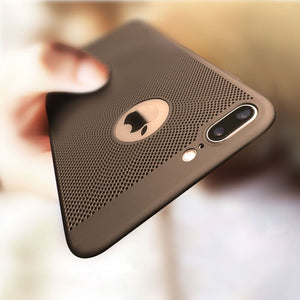 Ultra Slim Grid Heat Dissipate Phone Case For iPhone 6 S 6S 7 8 Plus X Matte Hard PC Protective Cover