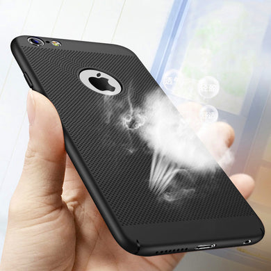 Ultra Slim Grid Heat Dissipate Phone Case For iPhone 6 S 6S 7 8 Plus X Matte Hard PC Protective Cover