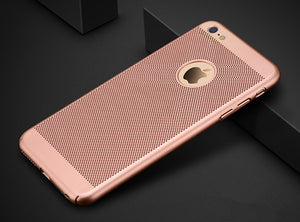 Ultra Slim Grid Heat Dissipate Phone Case For iPhone 6 S 6S 7 8 Plus X Matte Hard PC Protective Cover