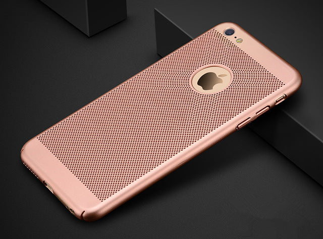 Ultra Slim Grid Heat Dissipate Phone Case For iPhone 6 S 6S 7 8 Plus X Matte Hard PC Protective Cover