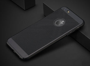 Ultra Slim Grid Heat Dissipate Phone Case For iPhone 6 S 6S 7 8 Plus X Matte Hard PC Protective Cover