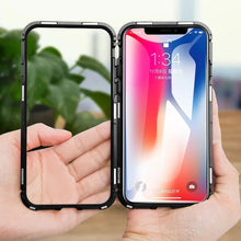 For iPhone X 8 Plus 7 Plus Tempered Glass Back Cover Magnetic Adsorption Flip Case