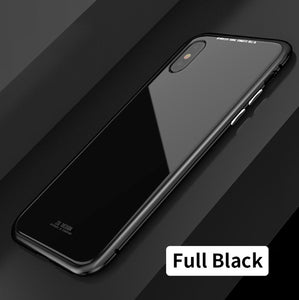 For iPhone X 8 Plus 7 Plus Tempered Glass Back Cover Magnetic Adsorption Flip Case