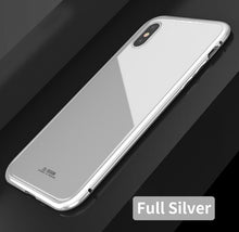 For iPhone X 8 Plus 7 Plus Tempered Glass Back Cover Magnetic Adsorption Flip Case