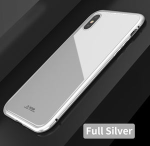 For iPhone X 8 Plus 7 Plus Tempered Glass Back Cover Magnetic Adsorption Flip Case