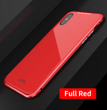 For iPhone X 8 Plus 7 Plus Tempered Glass Back Cover Magnetic Adsorption Flip Case