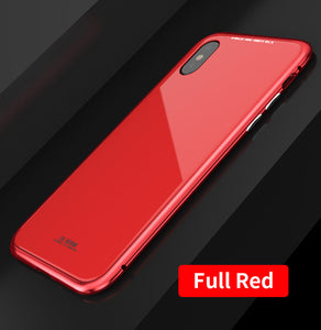 For iPhone X 8 Plus 7 Plus Tempered Glass Back Cover Magnetic Adsorption Flip Case