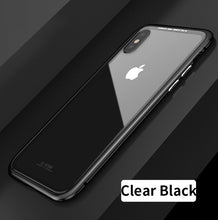 For iPhone X 8 Plus 7 Plus Tempered Glass Back Cover Magnetic Adsorption Flip Case