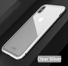 For iPhone X 8 Plus 7 Plus Tempered Glass Back Cover Magnetic Adsorption Flip Case