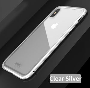 For iPhone X 8 Plus 7 Plus Tempered Glass Back Cover Magnetic Adsorption Flip Case