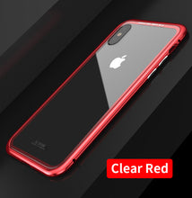 For iPhone X 8 Plus 7 Plus Tempered Glass Back Cover Magnetic Adsorption Flip Case